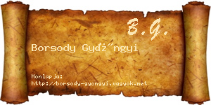 Borsody Gyöngyi névjegykártya